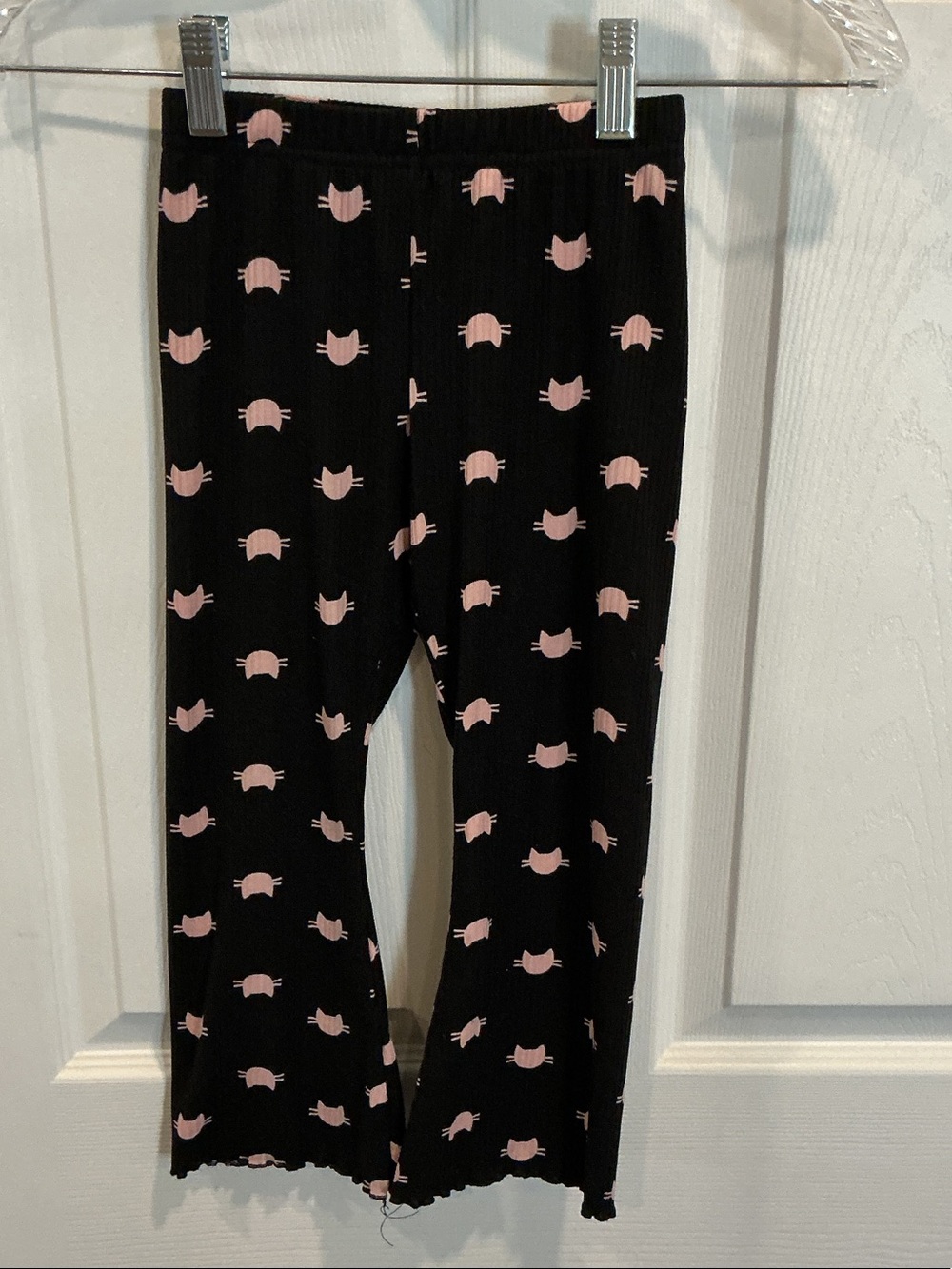 Joyful Moments Kids Black Pants with Pink Cat Print